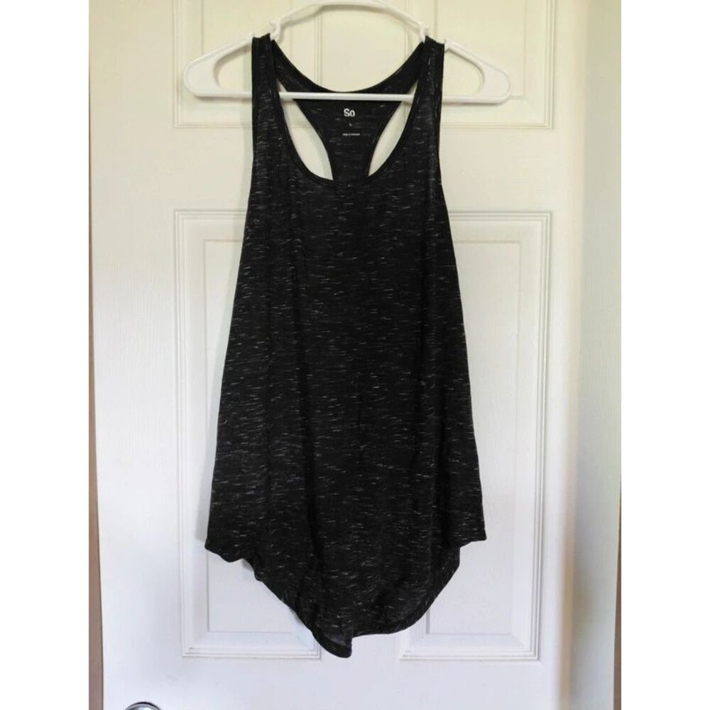 SO heather black racerback tank top-L